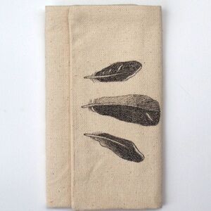 Wallet trifold hand drawn feathers nature for him